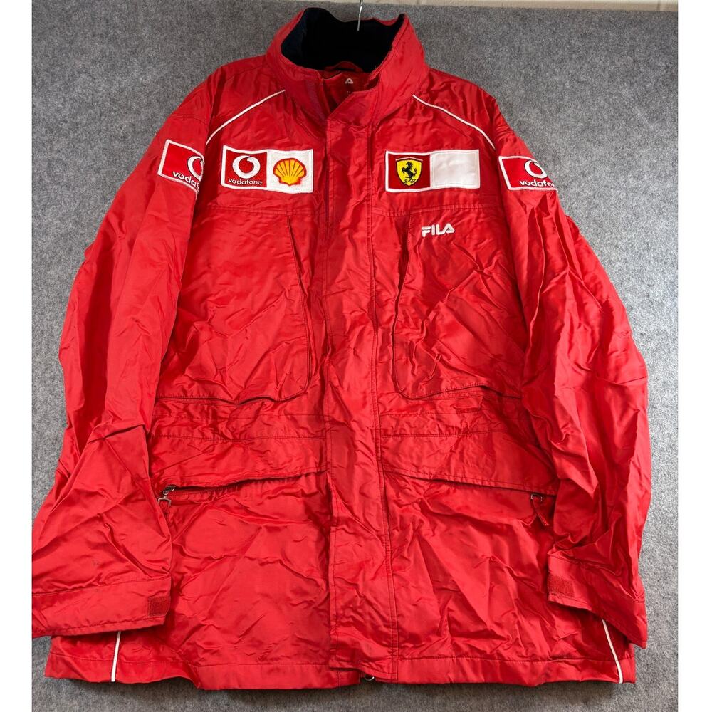 VINTAGE FILA Ferrari F1 Racing Jacket Mens XL Red Vodafone Shell 90s Full Zip